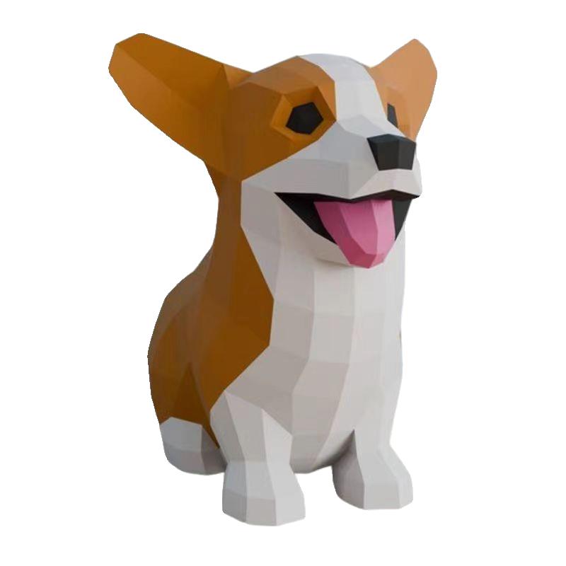 3D立体diy动物狗柯基摆件 手工构造作业创意家居3D几何装饰纸模型