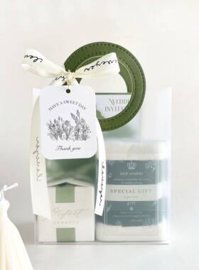 法式定制邀请函letterpress凸版请帖活版印刷婚礼喜帖韩系绿色