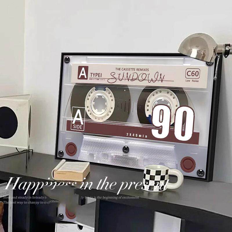 复古唱片磁带桌柜摆画艺术客厅餐厅装饰画高级感卧室壁画吧台挂画
