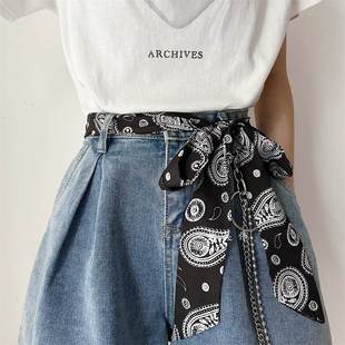 裤子上的配饰链条裤链挂件男酷腰果花丝巾腰带女配牛仔裤女款辣妹