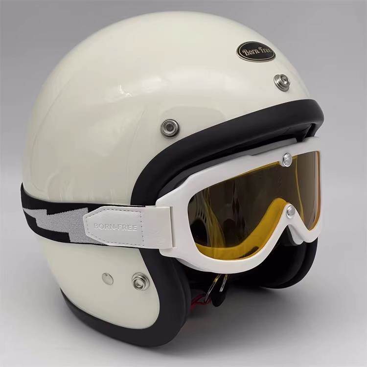 Bornfree风镜复古小体头盔大框摩托机车Shorty moto3防晒护目电镀