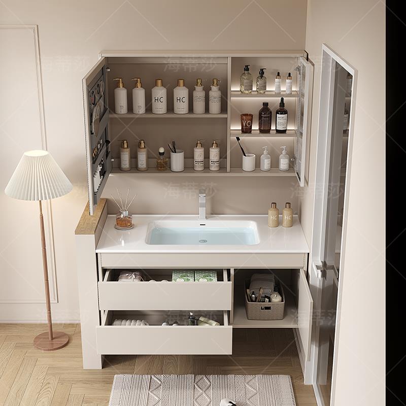浴室柜陶瓷一体盆洗脸盆柜组合定制洗手池65/75/85/95/105/115cm