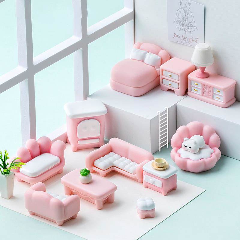 创意q弹性粉色家具系列婴儿屋手工DIY装饰配件迷你客厅景观小装饰