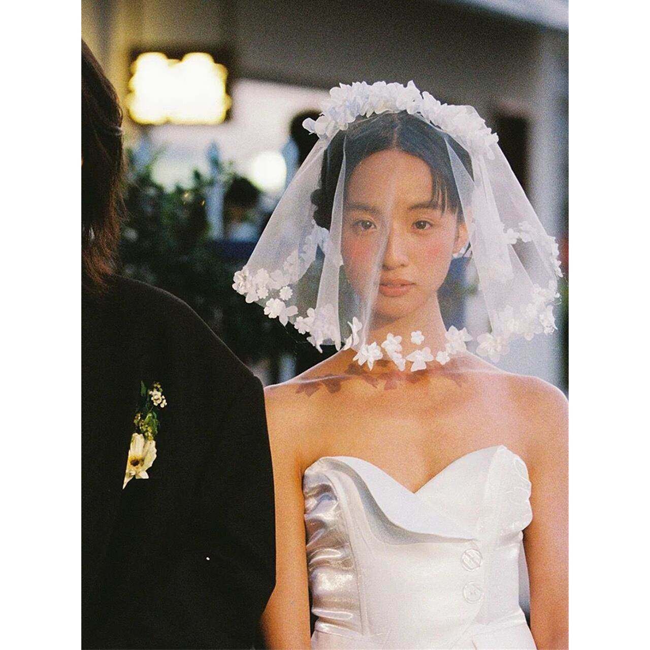 新娘覆古手工花个性化样品小面纱主婚纱摄影婚纱摄影旅游摄影头饰