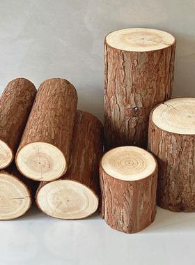 圆木桩壁炉装饰木头树桩造型木材木柴家居饰品摆饰实木墩栅栏道具