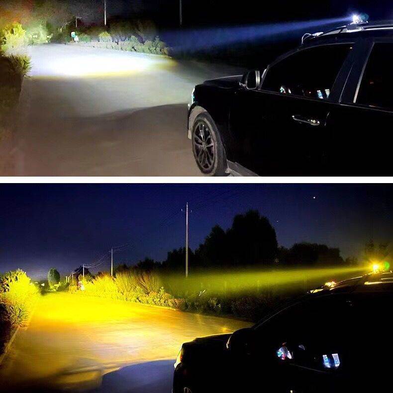 电动车灯超亮摩托车LED大灯泡外置透镜射灯三轮改装12V60伏流氓灯