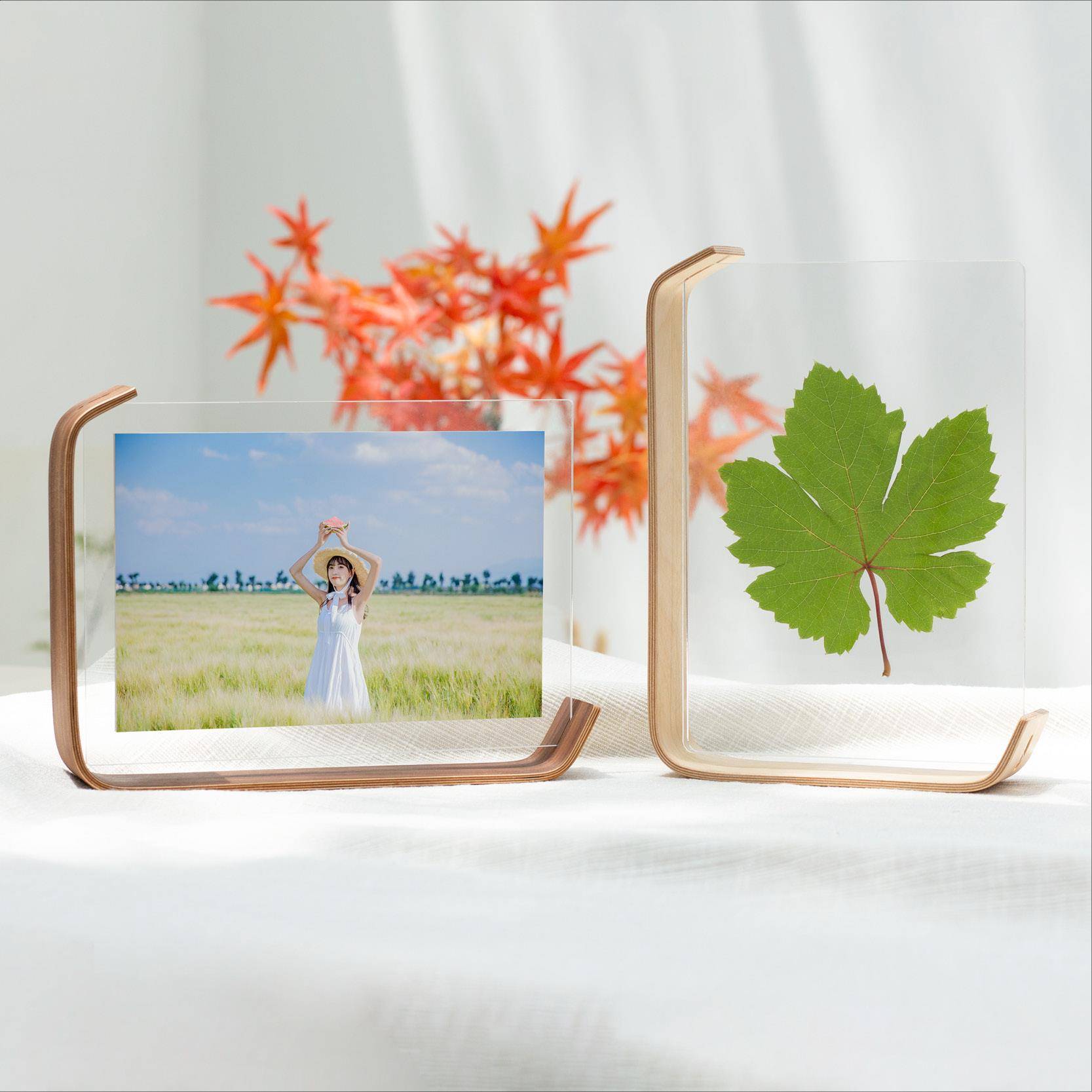 高级ins风实木透明照片相框空框摆件定制七寸画框摆台创意小相架