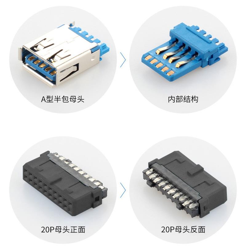 主板19针转双TypeC挡板线电脑机箱后置20pin转USB3.0+3.1充电数据