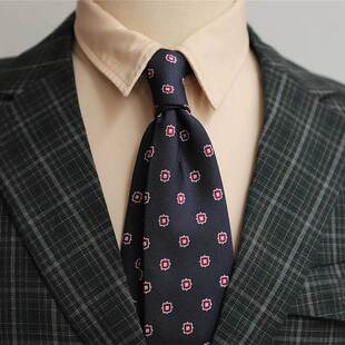 8CM 复古法式绅士风酒会婚礼男士商务正装领带黑色酒红色西装配件