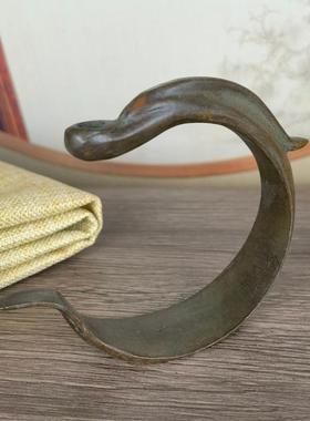 实心仿古仿紫铜玉游龙倒流香摆件合金铜禅意意境倒流香简约香架