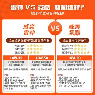 威爽竞酷全合成 圣科雷神10W40 10W50 四冲机车机油四季