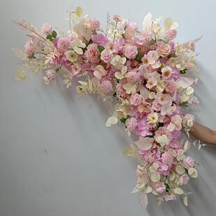 婚庆三角花排结婚拱门花舞台背景迎宾区布置排花仿真绢花花艺 新款