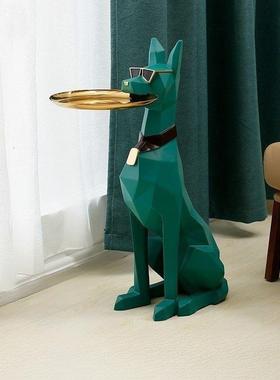 大型杜宾犬玄关客厅桌面电视柜钥匙收纳托盘落地摆件