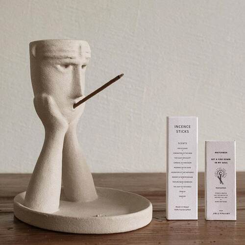 现代艺术人物手工立体线 线香香插底座高级礼物《默想之境》香薰