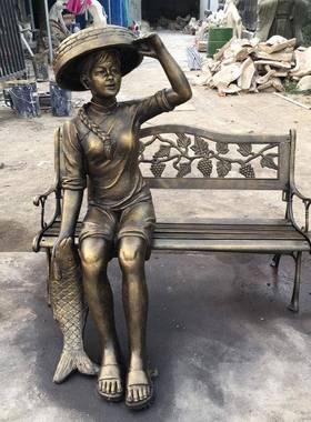 玻璃钢仿铜渔民打鱼人物雕塑渔文化主题雕像城市广场公园景观铜雕