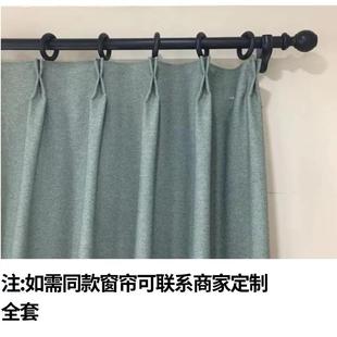 实木深黑色窗帘杆免打孔式 支架托木质扣环 罗马杆单杆轨道侧装 顶装