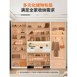 定制欧松板入户鞋柜家用门口实木玄关柜储物柜一体大容量免安装