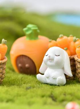 微景观花盆装饰小摆件创意摄影田园造景小动物萝卜竹筐兔子房子