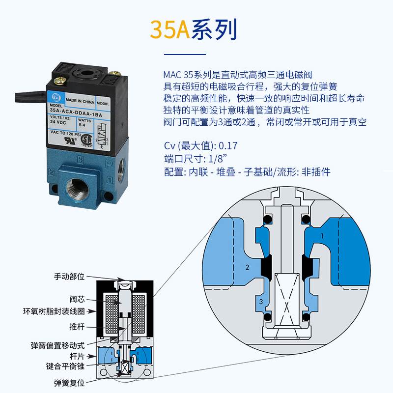 顺荣气动VT307V/317/MAC电磁阀真空阀35A-ACA-DDAA二位三通高频阀