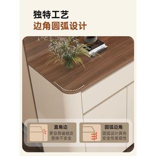 中古风实木餐边柜子储物柜靠墙一体茶边柜客厅置物柜圆弧酒柜定制