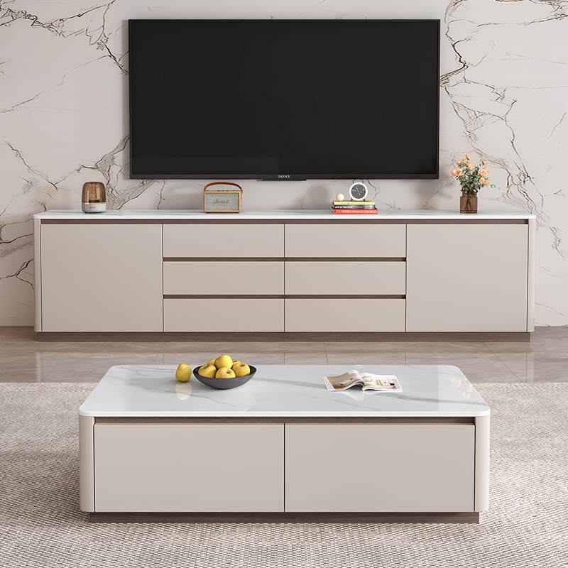 岩板电视柜60cm高款落地实木客厅家用电视机柜卧室一体收纳储物柜