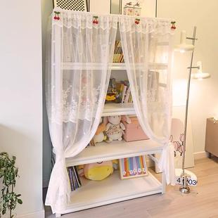 蕾丝纱帘书柜防尘遮挡帘免打孔魔术贴书架置物架帘壁柜橱柜纱帘