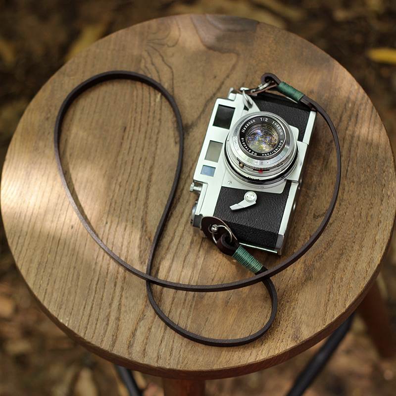 BHW法国8mm手工制作相机抱婴袋头层牛皮覆古微单眼相机绳真皮肩带单眼挂绳