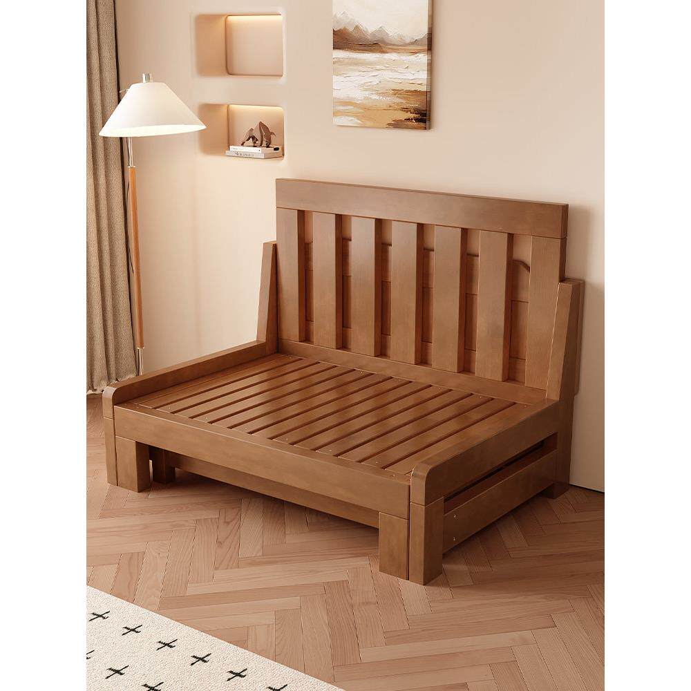 纯实木沙发床折叠两用小户型拉床客厅卧室多功能单双人抽拉伸缩床