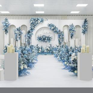 饰亚克力路引花排花挂花 蓝色婚庆花艺婚礼舞台背景装 t台布置绢花