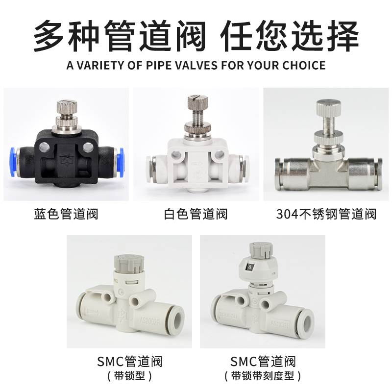 LSA气动气管快速接头AS管道节流调节调速阀门开关PA4/6/8/10/12