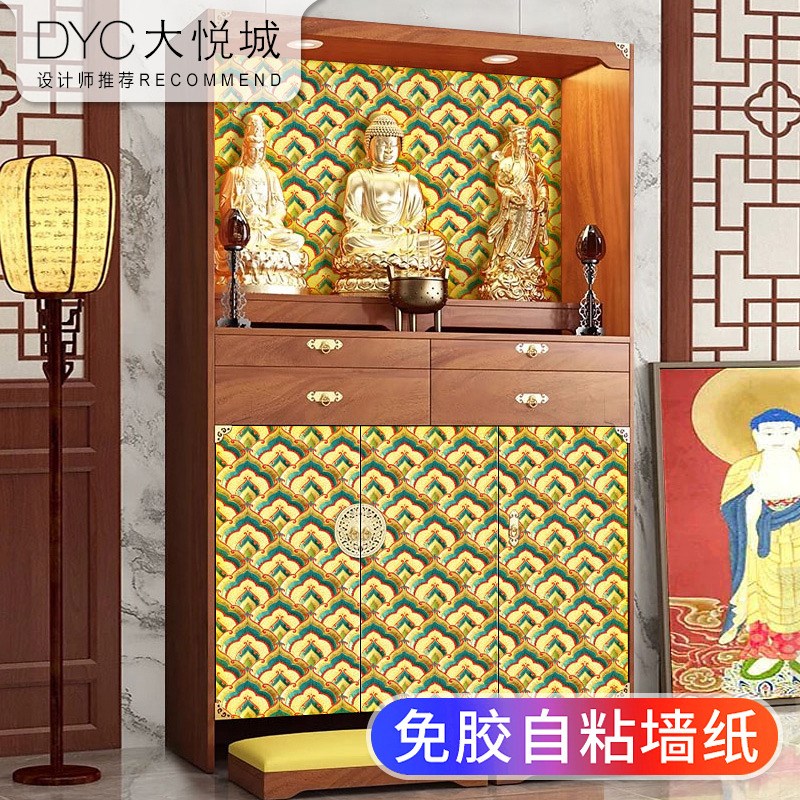 佛龛背景装饰自粘贴纸橱柜门衣柜子翻新改色改造玻璃屏风隔断玄关