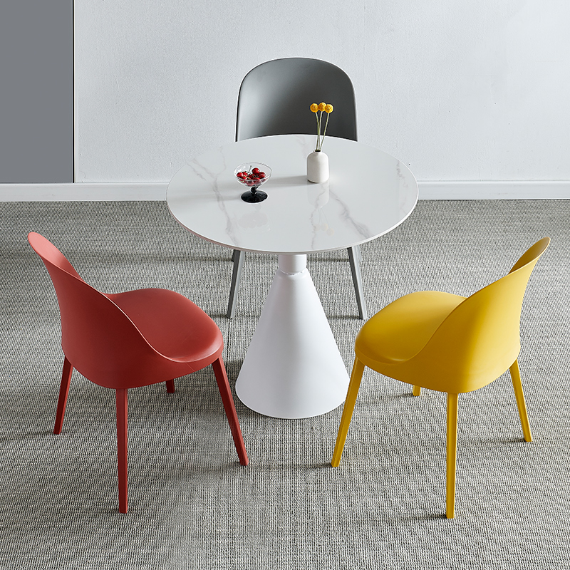 岩板圆桌洽谈桌椅家用餐桌小圆桌子接待洽谈桌咖啡桌阳台桌椅