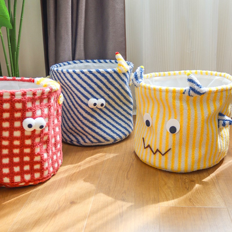 可爱卡通布艺大容量多巴胺零食收纳筐玩具收纳桶脏衣篮储物整理篮