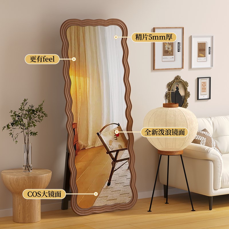 全身镜家用入户玄关壁挂式穿衣镜卧室挂墙试衣镜子复古风大落地镜