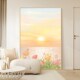日出东方沙发背景墙落地画奶油风海边风景画温馨粉色客厅卧室挂画