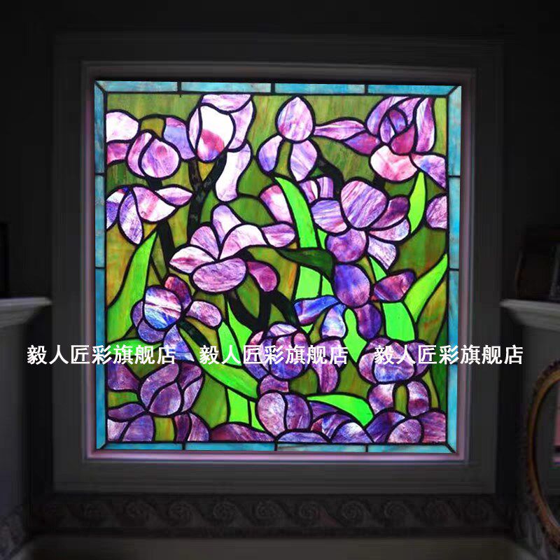 艺术玻璃教堂屏风彩色镶嵌门窗吊顶隔断玄关复古挂件精品图片