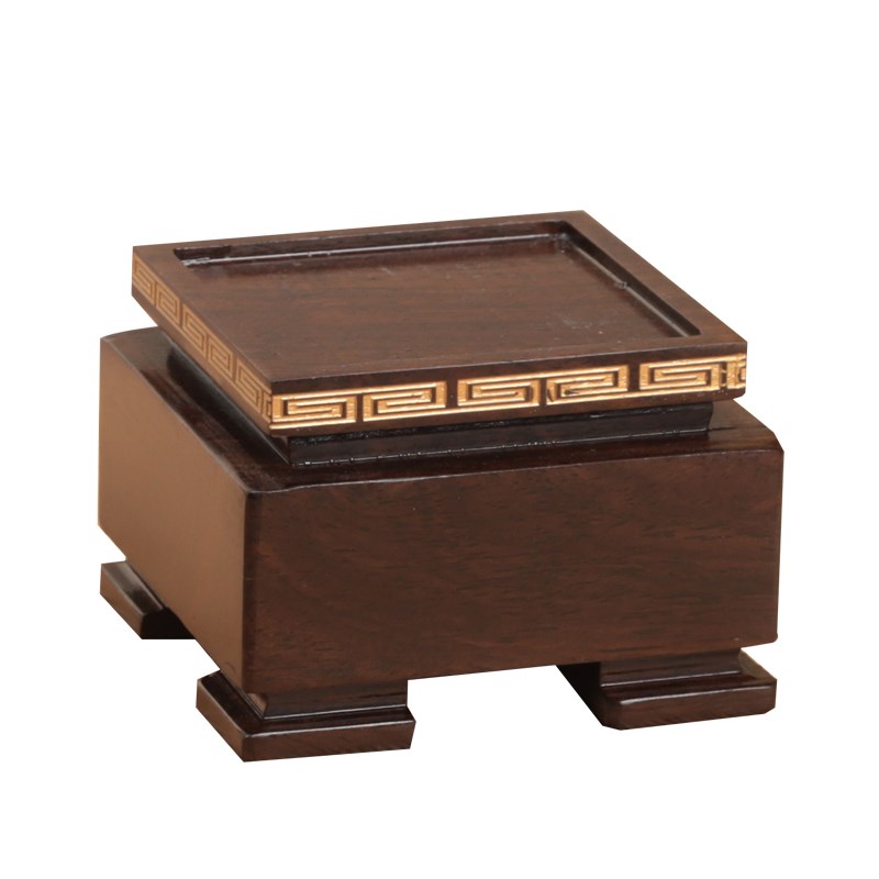 实木黑檀玉玺图章琉璃黄田石印章藤条雕刻茶壶底座挖槽木托