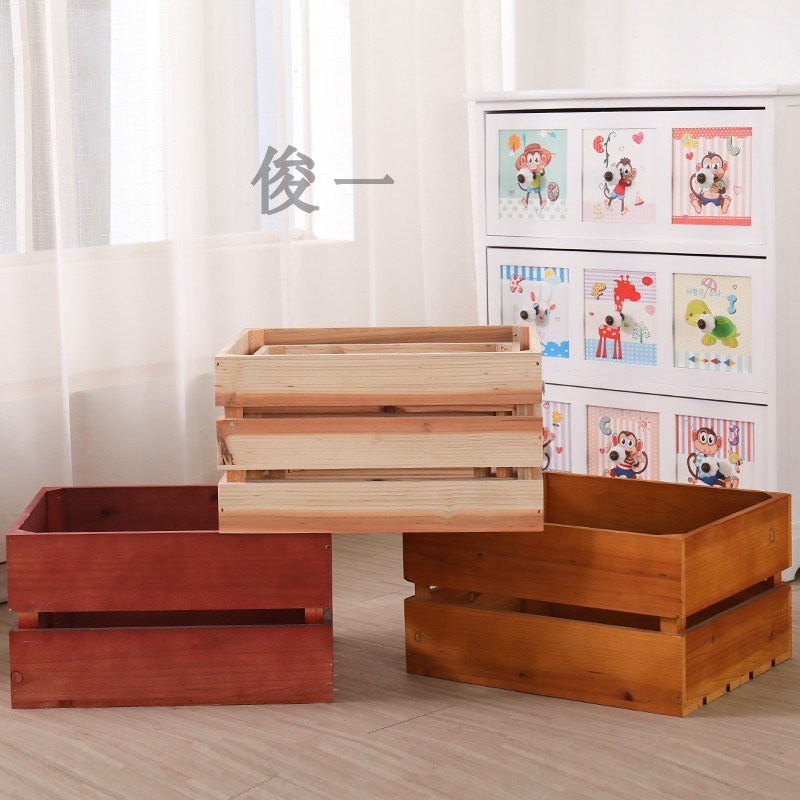 定制杉木箱子复古做旧木箱超市陈列整理箱水果箱木框装饰木箱