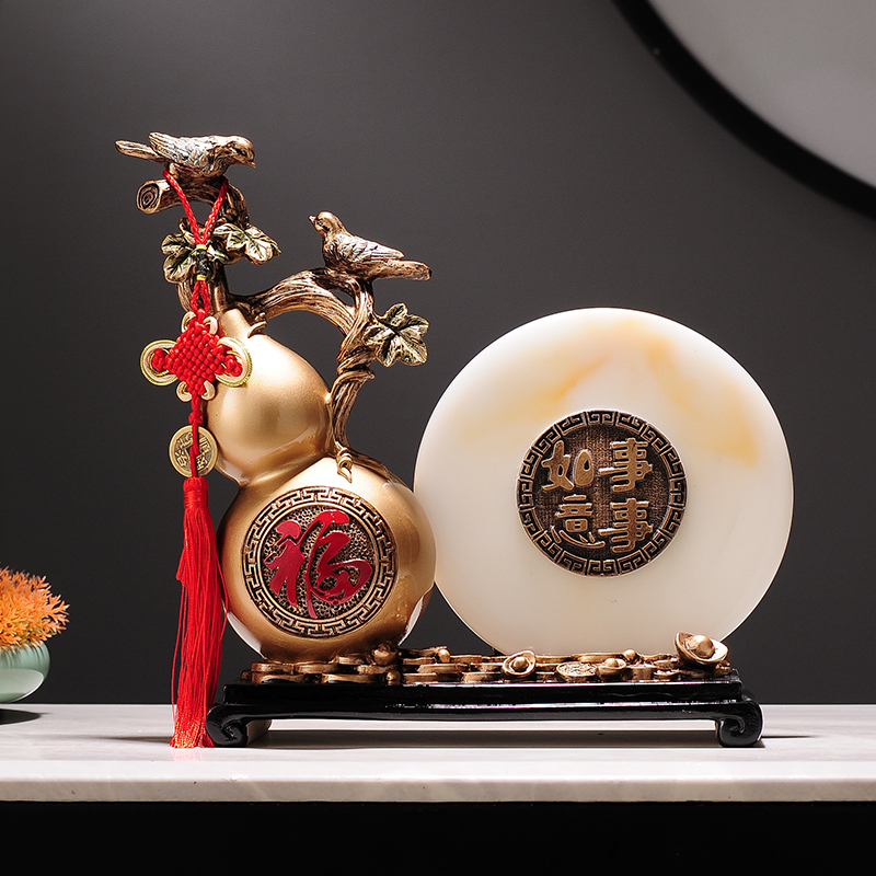 树脂白玉摆件朋友入宅祝福送礼装饰品客厅电视柜酒柜装饰摆设家用