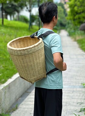 背篓竹编农用家用手工编制背篼背箩筐道具古风竹筐竹制品竹编篮子