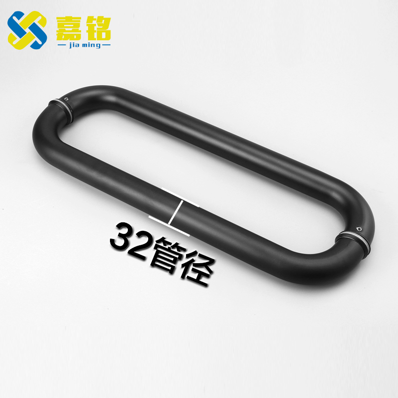 玻璃大门淋浴房拉手玻璃门把手对装黑色圆形门把手浴室卫生间拉手