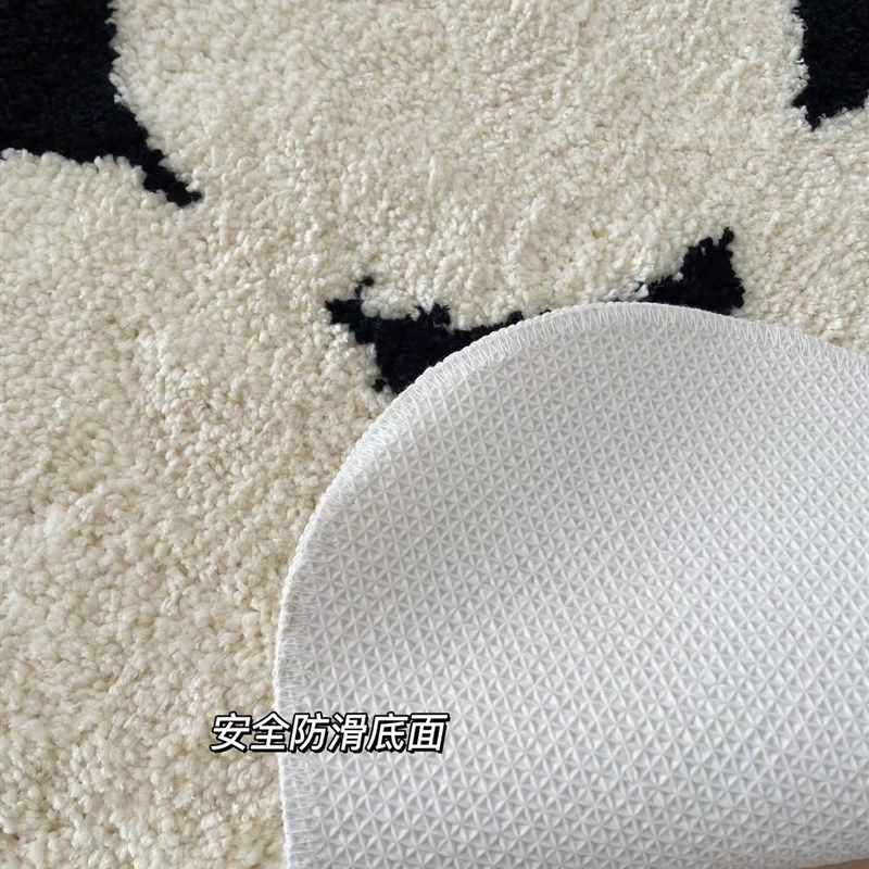 现代纯色簇绒地毯入户客厅卧室床边异形长绒茶几地垫浴室吸水