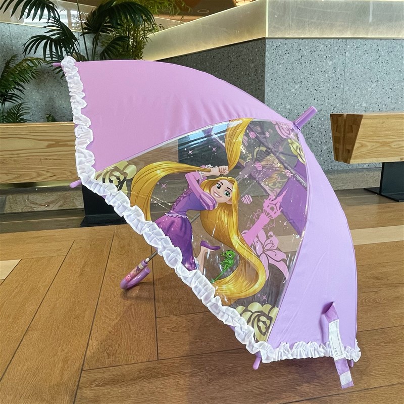 !美人鱼公主女童雨伞!幼儿园小学生儿童长柄宝宝透明伞