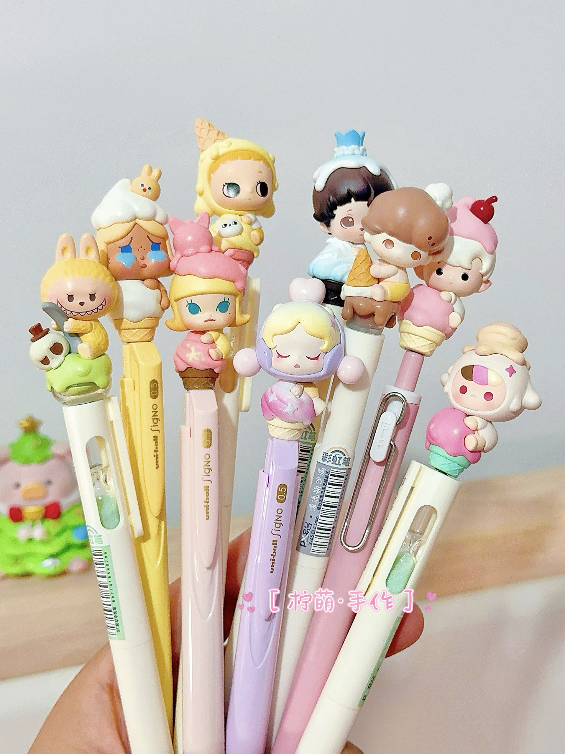 泡泡玛特冰淇淋甜筒杯系列萌粒笔可爱卡通sp学生创意按动中性笔