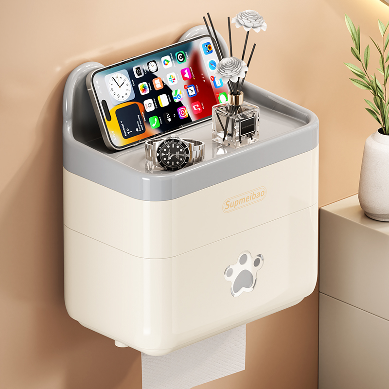 卫生间厕纸d盒壁挂式免打孔卫生纸置物架厕所纸巾盒防水卷纸抽纸