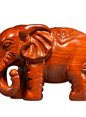 梨木雕吸水大象一对实木家居客厅电视柜装饰工艺品乔迁送礼