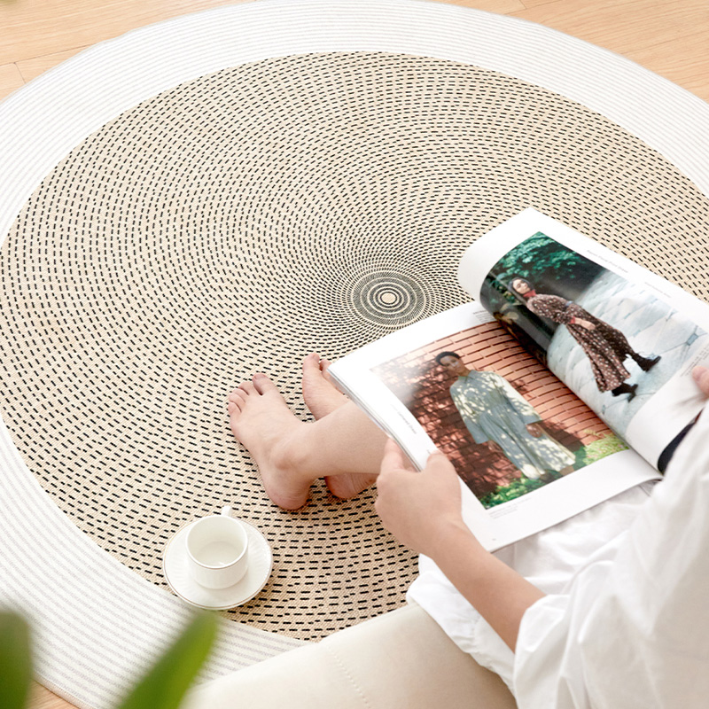 CCFRT刺子 圆形可机洗水洗地毯风客厅书房无胶地垫可拆洗