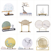 新桌面金属屏风样板间售楼处茶室客厅玄关处装 饰品摆设