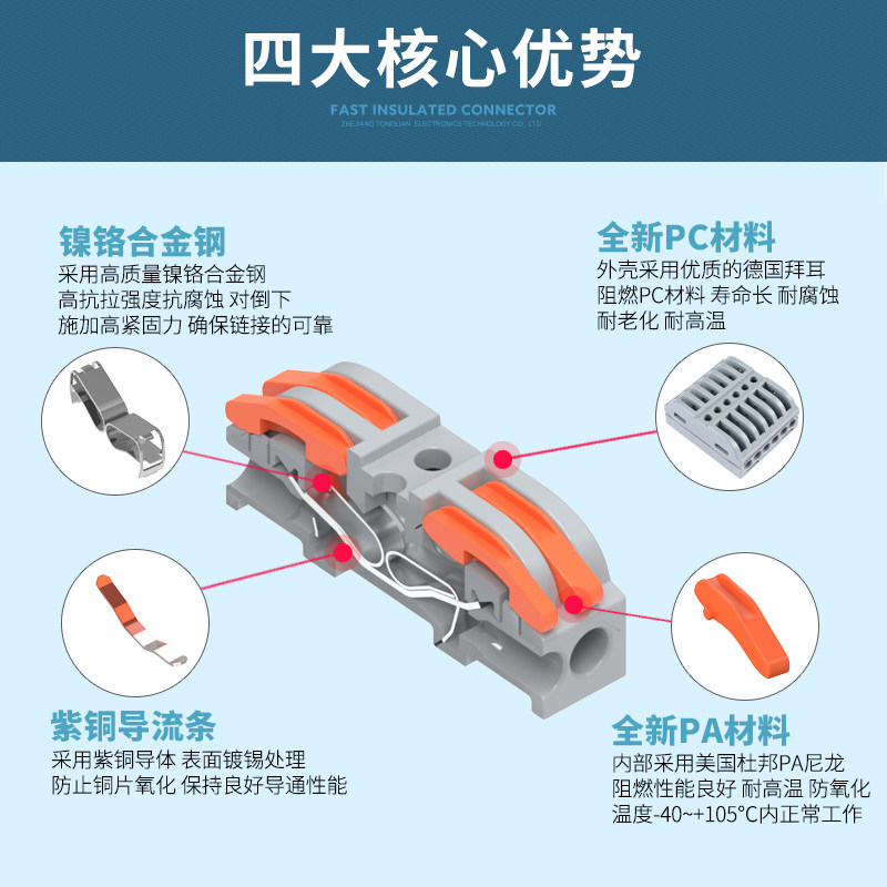 L快速接线端子建筑式对接端子六进六出电线分线端子
