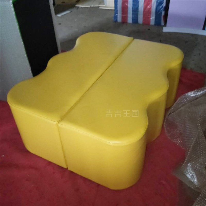 幼儿园早教波浪型儿童实木软体长条围栏异形凳U防水环保,住宅家具,换鞋凳,淘宝优惠券,粉丝福利购,淘宝优惠卷